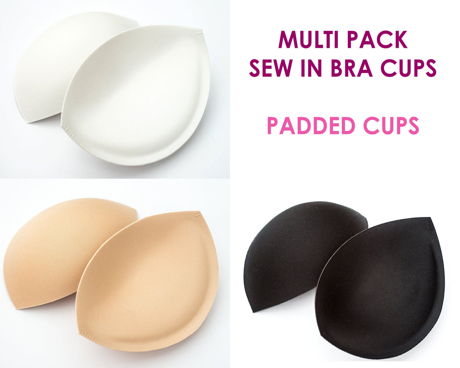 Sew in Bra Cups MULTI-PACK 3, 6, 9 OR 12 Pairs of Quality Sew in